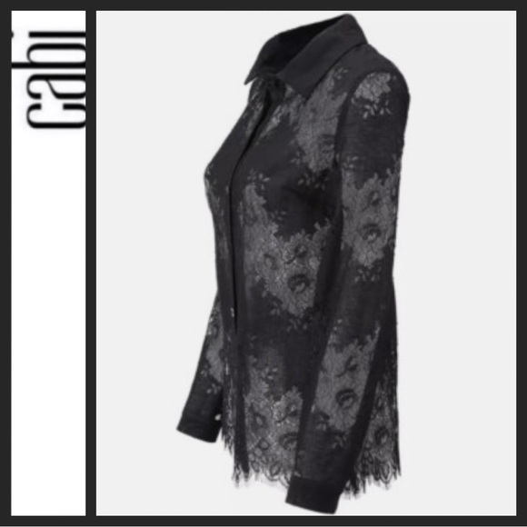 CAbi Black Lace Button Down Shirt - Picture 4 of 12